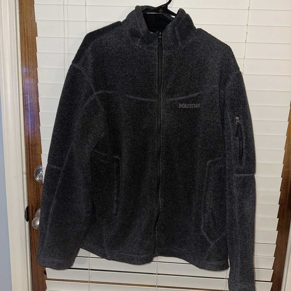 Marmot Men's Full Zip Fleece Jacket Black Mock Neck Long Sleeve Size Large